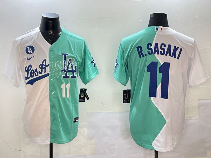 Men Los Angeles Dodgers 11 R.Sasaki White Blue 2025 Game Nike MLB Jersey style 2